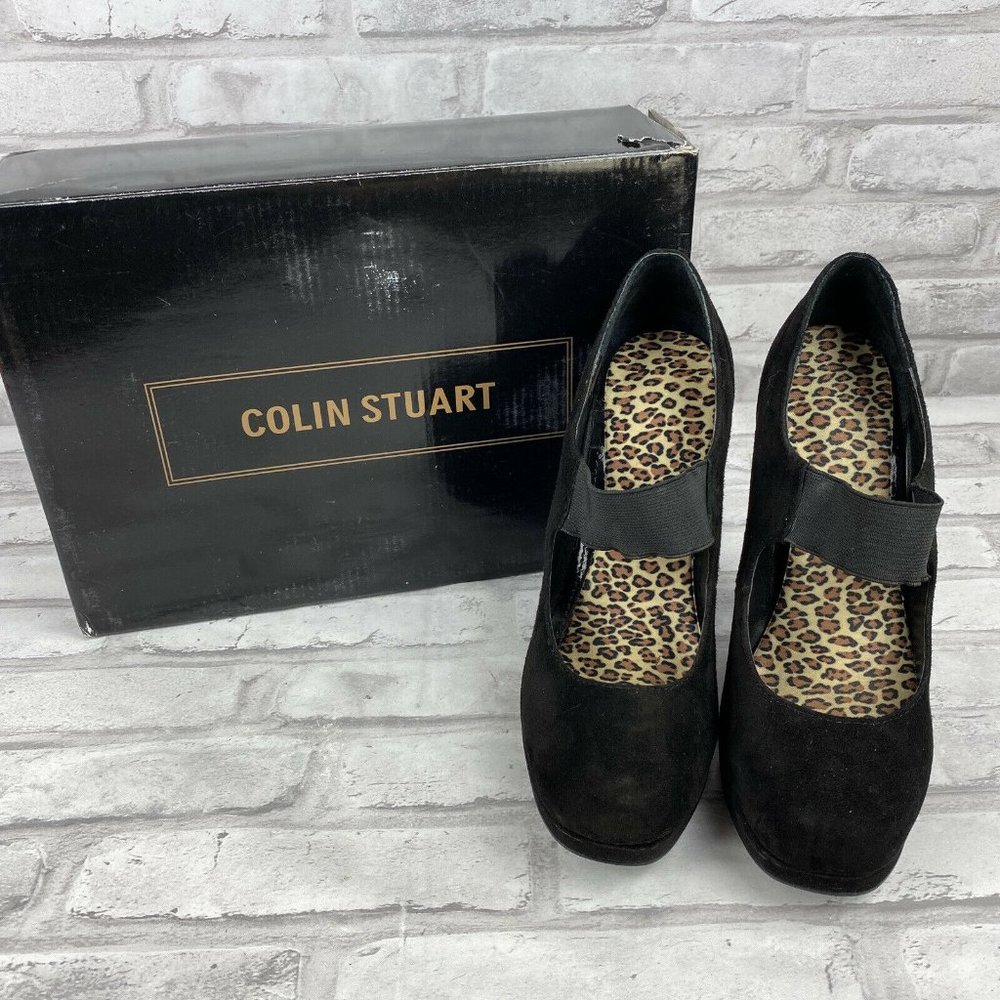 Colin Stuart Black Suede 5" Heel Sandal Size 7